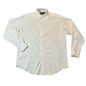 Polo Ralph Lauren mens M Medium solid white Lowell sport button up shirt EUC